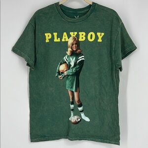 PLAYBOY Vintage Green Tee with Yellow Lettering